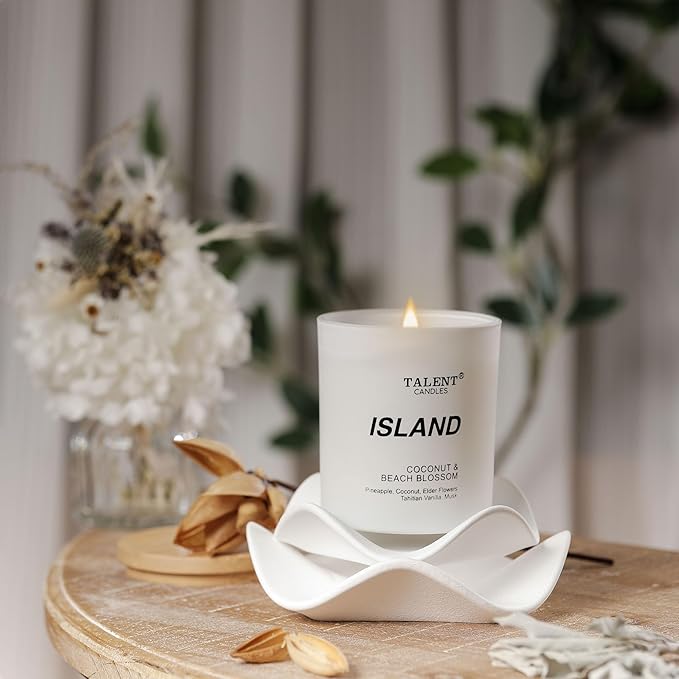 Candles for Home Scented, Natural Soy Wax, Scented Candle Stress Relief and Relaxation, Coconut & Beach Blossom, Medium Jar, Ideal for Home and Bedroom Decor