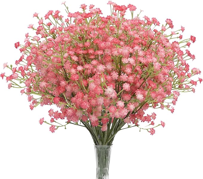 N&T NIETING Pink Baby Breath Flowers, 30Pcs Fake Gypsophila Plants Artificial Baby Breath Flowers for Wedding Bouquets Party Home Garden Decoration