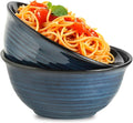 MEKY Ceramic Mixing Bowls Set of 2, 84OZ Large Nesting Salad Bowls - Perfect for Cooking, Baking, Soup, Pasta, Fruit and Popcorn, Deep Bowls Ideal for Microwave and Dishwasher Safe, Blue