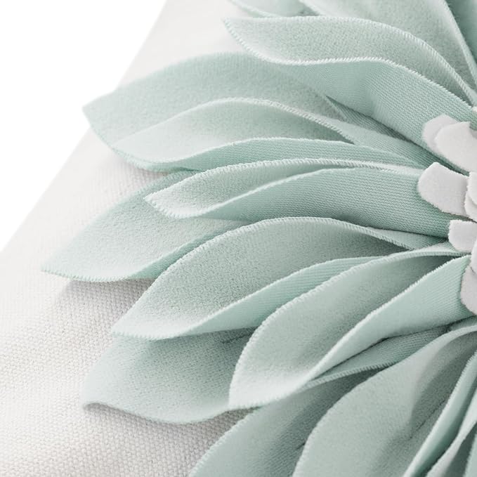 JWH Decorative Flower Throw Pillow Covers 3D Sunflower Pillow Case Velvet Cushion Creamy White Floral Pillowcase for Bed Living Room Couch Chair 18x18 Inches Apple Green