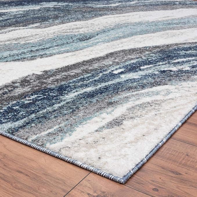 LUXE WEAVERS Lagos Collection 7983 Blue 8x10 Art Deco Area Rug