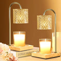 2 Pack Candle Warmer Lamp with Timer & Dimmer, Perfect Housewarming & Birthday Gifts for Women and Mom, Stylish Home Decor for Scented Wax & Jar Candles, Elegant Amber Glass Design