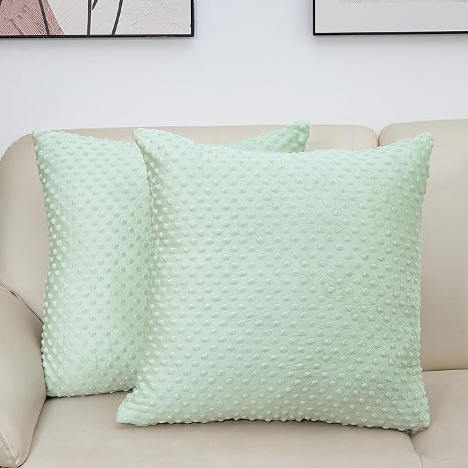 2 Packs Throw Pillow Covers, Neutral Decorative Couch Pillow Cover for Living Room Bed Sofa Rustic Farmhouse Boho Home Decor, Soft Plush Cushion Case Slipcover (Green, 22"x 22")