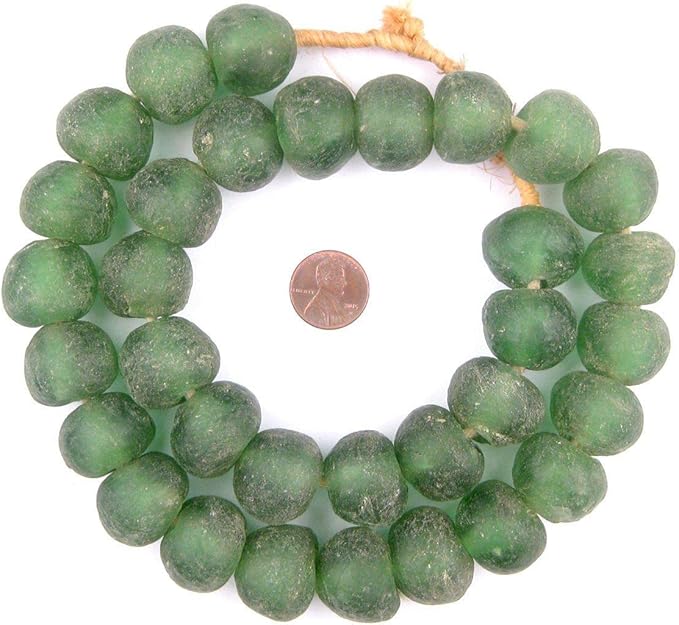 Jumbo Recycled Glass Beads, 21–25mm – African Sea Glass for Wall Hangings, Coffee Table Decor, Shelf Styling, and Home Accents – (Light Green) – The Bead Chest