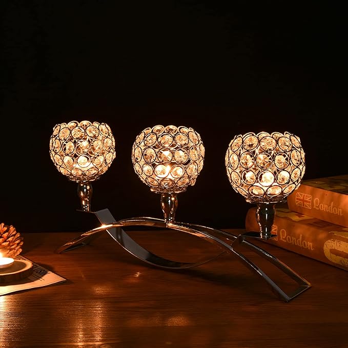 VINCIGANT Candle Stick Holder Decor Gold Candle Holders for Wedding,3-Candle Candelabras for Christmas Party Dinning Room Table Centerpiece,Gift Boxed for Thanksgiving
