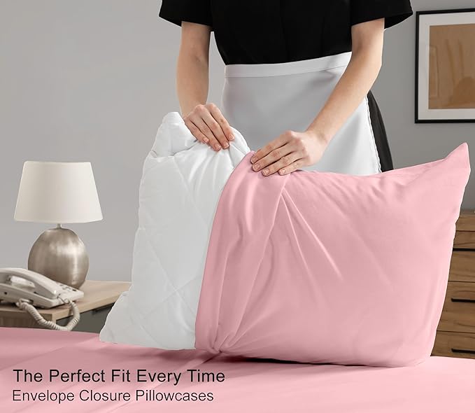 RUVANTI 100% Cotton Twin Sheets Set, 3 Pieces, Soft & Breathable Percale Weave Bedding, Deep Pocket 16", Hotel Standard, Crisp Cool Feel, Durable, Perfect Dyed Bed Sheet, Bridal Rose