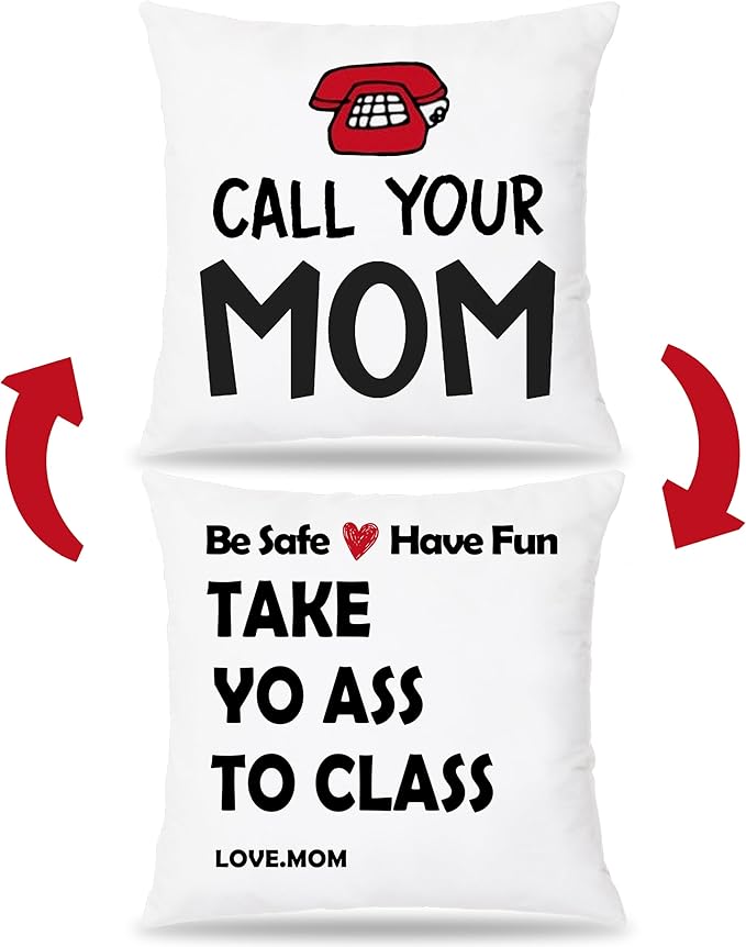 College Dorm Decor, Funny Call Your Mom Pillow Covers 18x18 Double-Sided,Dorm Room Accessories, Gifts for College Students Girls Boys Freshmen,Back to School Gifts for Students
