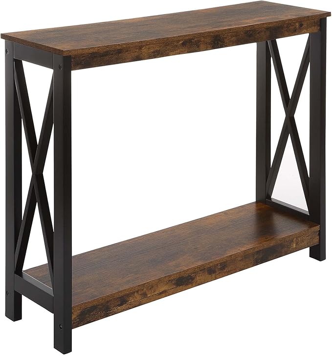 Convenience Concepts Oxford Console Table 39.5" - Sofa Table with Storage Shelf, Transitional Entryway Hall Table for Living Room and Bedroom, Display Foyer Table, Barnwood/Black