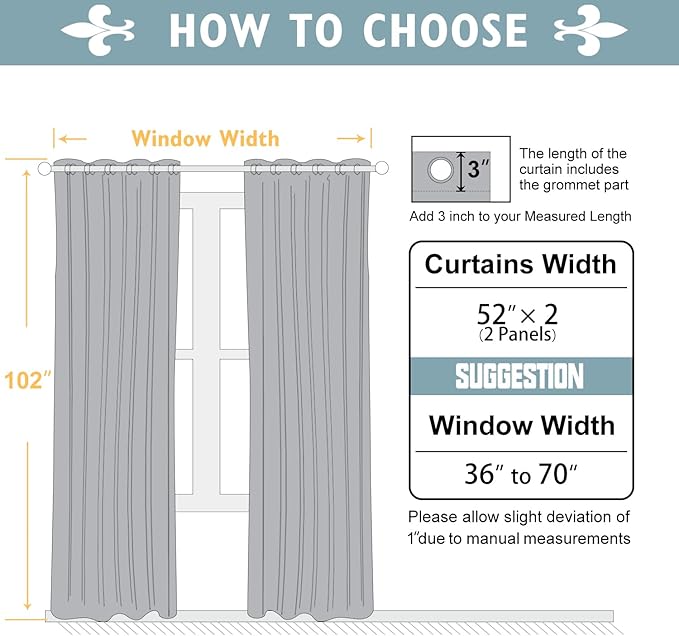 ChrisDowa 100% Blackout Curtains 102 inch Long for Bedroom with Black Liner, 2 Thick Layers Total Blackout Thermal Insulated Grommet Window Curtains 2 Panels Set (Stone Blue, 52 x 102 Inch)