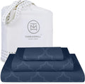 Threadmill Cotton Twin Sheet Set | 100% Cotton Sheets for Twin Size Bed | Damask Jacquard Sateen Twin Bed Sheets Set with 16” Deep Pocket | Soft Breathable 3-Piece Cooling Sheet Set | Folkstone Blue