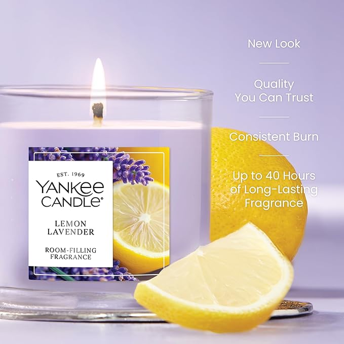 Yankee Candle Small Tumbler Scented Candle with up to 40 Hour Burn Time, Premium Plant Wax Blend for Consistent Burn, 4.3 oz Tumbler Candle with Room Filling Fragrance, Lemon Lavender