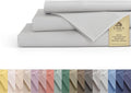 Linen Home 100% Cotton Percale Sheets California King Size, Silver, Deep Pocket, 4 Pieces Set - 1 Flat, 1 Deep Pocket Fitted Sheet and 2 Pillowcases, Crisp Cool and Strong Bed Linen