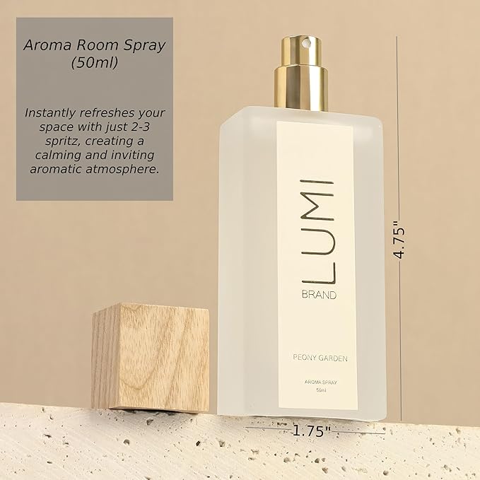 Luxury Aroma Gift Set | Peony Garden | Reed Diffuser (200ml), Wood Wick Soy Candle (200g), Room Spray (50ml) | Includes Dried Flowers & 8 Reeds | Home Fragrance Gift for Women & Home Décor