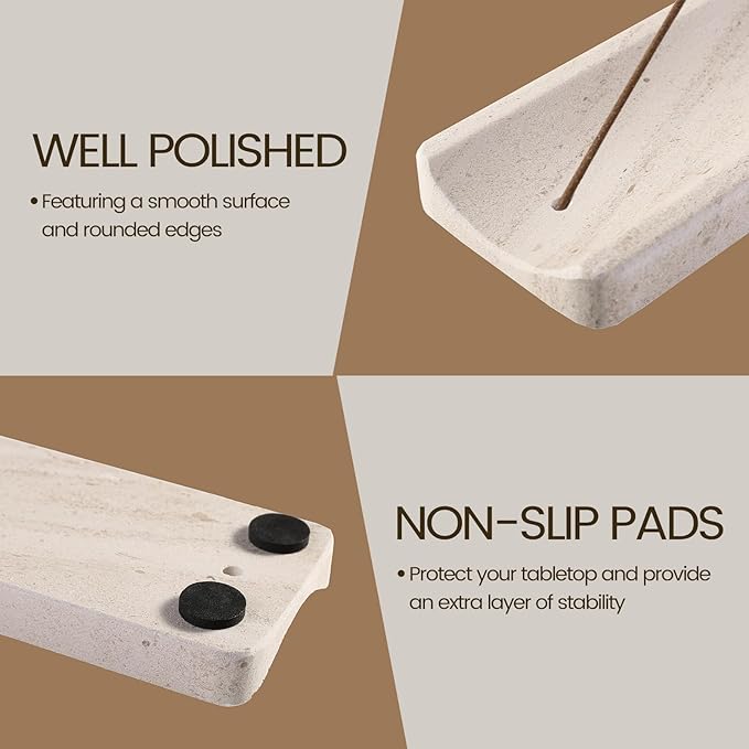 Koville Marble Incense Holder, Incense Holder for Sticks, Incense Sticks Holder Ash Catcher for Meditation Yoga SPA, Natural Stone Incense Burner, Home Table Decor