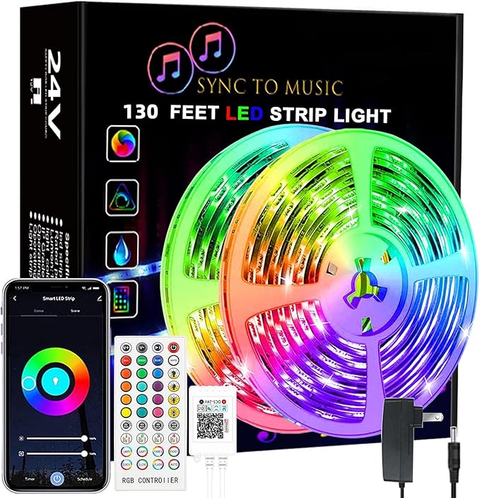 LED Lights for Bedroom 130ft Led Strip Lights Color Charging, Smart Light Strips with App Control RGB Music Sync Led Lights for Room Party Home Decoration