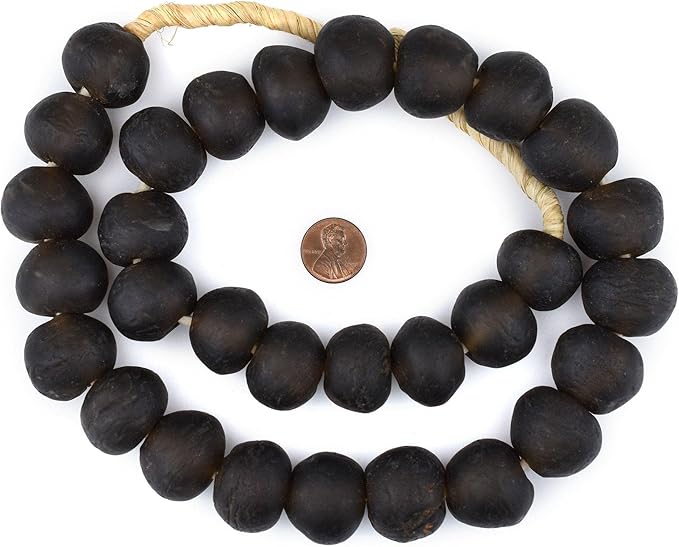 Jumbo Recycled Glass Beads, 21–25mm – African Sea Glass for Wall Hangings, Coffee Table Decor, Shelf Styling, and Home Accents – (Dark Brown) – The Bead Chest