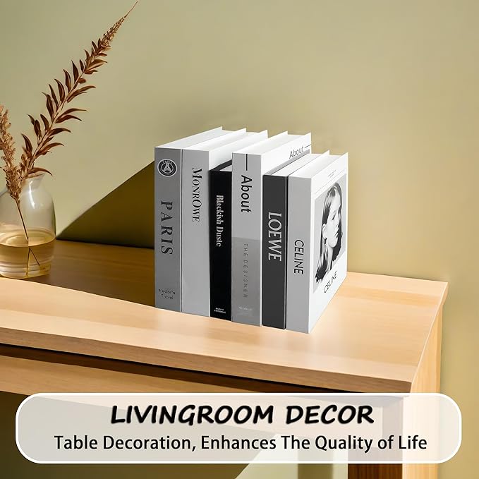 EFH 6 Pcs Faux Fashion Books for Home Decoration - Modern Aesthetic Living Room, Entryway, Coffee Table, and Shelf Decor (No.3 Set)