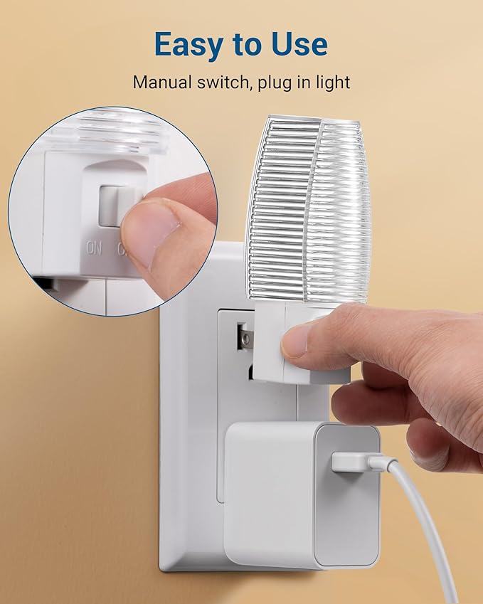 DEWENWILS Plug in Night Light with Switch, Manual ON Off LED Nightlight for Kids, Nursery, Bedroom, Bathroom, Hallway, Stairways, Corridor, Garage, Warm White, UL Listed, 4 Pack