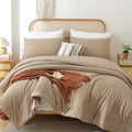 ROSGONIA Twin/Twin XL Comforter Set for Girls Boys Taupe Brown, 1 Tan Comforter & 1 Pillowcase, All Season Kids Comforter Lightweight Dorm Bedding