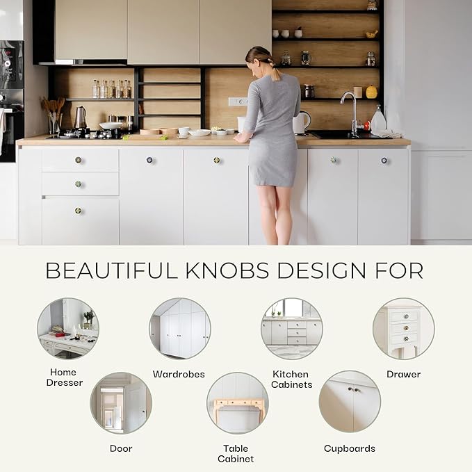 Dresser Knobs for Cabinets and Drawers Assorted, Dusty Ceramic Knob & Pull Handle for Kitchen Brown Cupboard Wardrobe Decorative Furniture Knobs - Pack of 20, (Dark Brown)