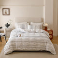 KAREVER Ivory Black Boho Comforter Set Twin Mixed Textures Jacquard Bedding Set Durable Chic and Stylish Bedroom Set