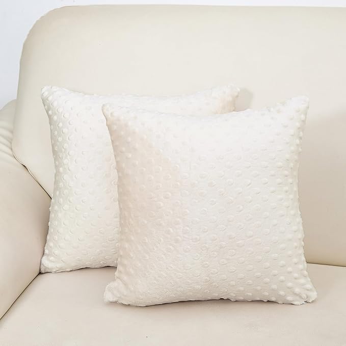 2 Packs Throw Pillow Covers, Neutral Decorative Couch Pillow Cover for Living Room Bed Sofa Rustic Farmhouse Boho Home Decor, Soft Plush Cushion Case Slipcover (Beige, 16"x 16")
