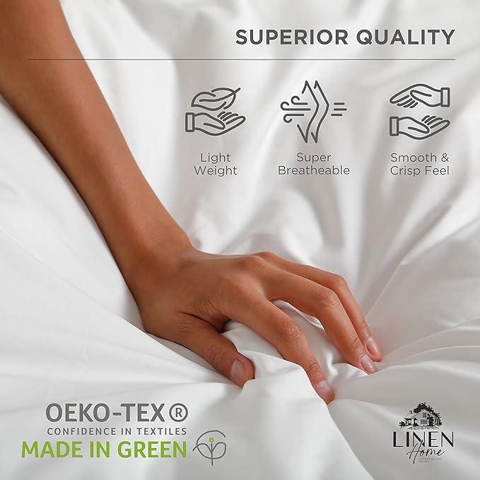 Linen Home 100% Cotton Percale Weave Fitted Sheet, Queen Size, Sage, 1 Deep Pocket Fitted Sheet, Fits Mattress Upto 16" Crisp and Cool Strong Bed Linen, 60"X80"+15"