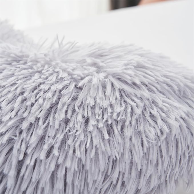 MOOWOO Fluffy Heart Pillow, Shaggy Plush Faux Fur and Sherpa, Cute Soft Throw Cushion Valentines Day Decor for Mothers Day, Christmas Decorations,Love Heart Shaped Throw Pillow