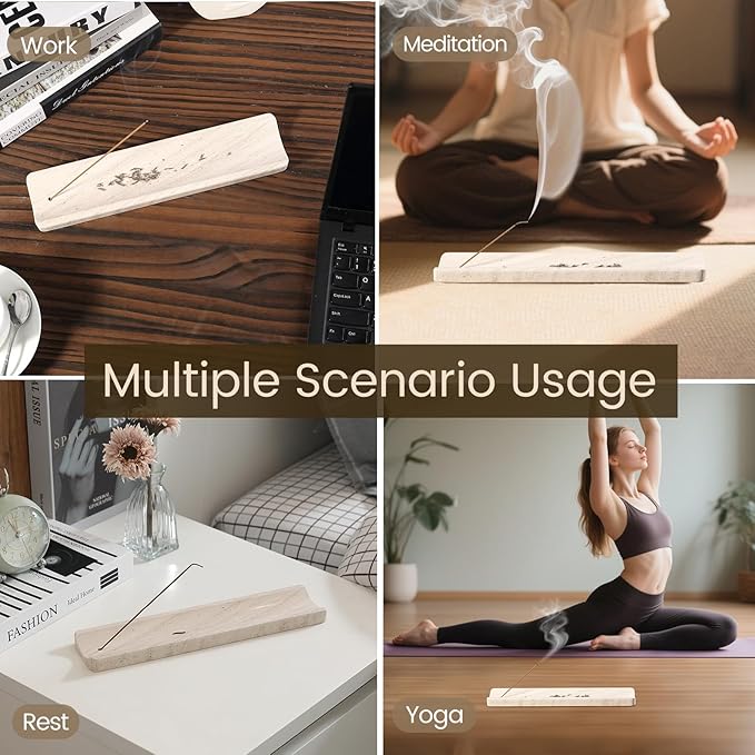 Koville Marble Incense Holder, Incense Holder for Sticks, Incense Sticks Holder Ash Catcher for Meditation Yoga SPA, Natural Stone Incense Burner, Home Table Decor