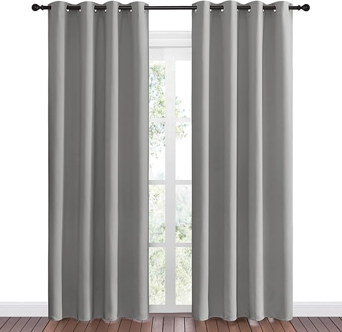 NICETOWN Silver Grey Room Darkening Curtain Panels 86" Long for RV, Play Room, Studio, Heat Block Out and Keep Warm Drapes Window Treatment Drapes for Doorway Entryway Patio (55" Width, 2 Panels)