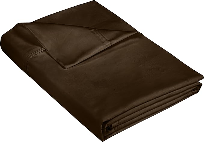 400 Thread Count 100% American Grown Cotton Chocolate Flat Sheet Only - Cooling Sheets - Luxury Sateen Weave - Full Size Flat Sheet Sold Separately - Super Soft Cotton Top Sheets (Full, Hazel Nut)