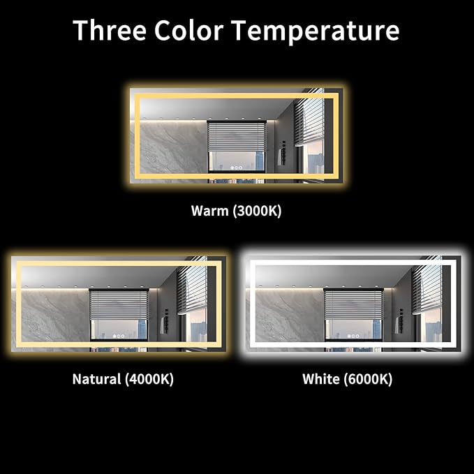 LOAAO 72X32 LED Bathroom Mirror with Lights, Anti-Fog, Dimmable, Backlit + Front Lit, Lighted Bathroom Vanity Mirror for Wall, Shatter-Proof, Memory Function, ETL Listed