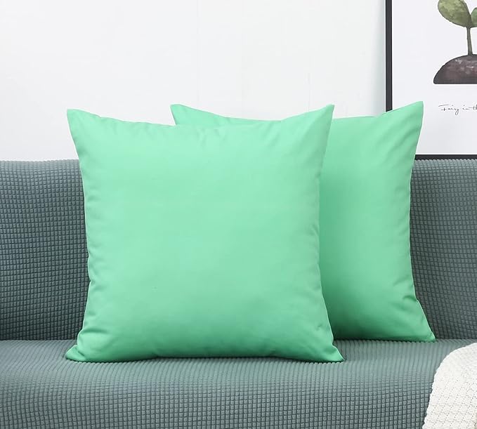 TangDepot Handmade Decorative Solid 100% Cotton Canvas Throw Pillow Covers/Cushion Covers, 45 Colors Available - (28" x 28", Mint Green)