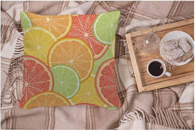 Wondertify Throw Pillow Case Cover Summer Citrus-Fruit Of Grapefruit Lemon Orange Red - Soft Linen Pillow Case for Decorative Bedroom/Livingroom/Sofa/Farm House - Cushion Covers Couch pillow 18x18Inch