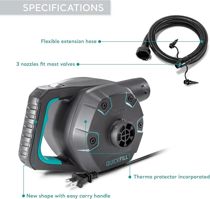 Intex Quick Fill 120 Volt AC Electric 38.9 CFM Inflatable Float & Air Bed Pump