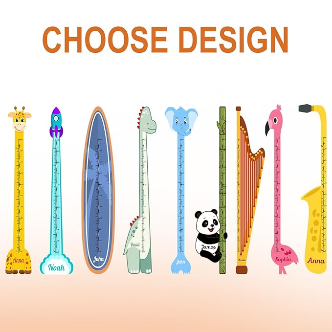 Personalized Growth Chart for Wall, Wooden Height Chart for Kids, Cute Height Measurement for Child/Girls/Boys, Baby and Toddler's Playroom/Kid's Room/Nursery Decor, Panda
