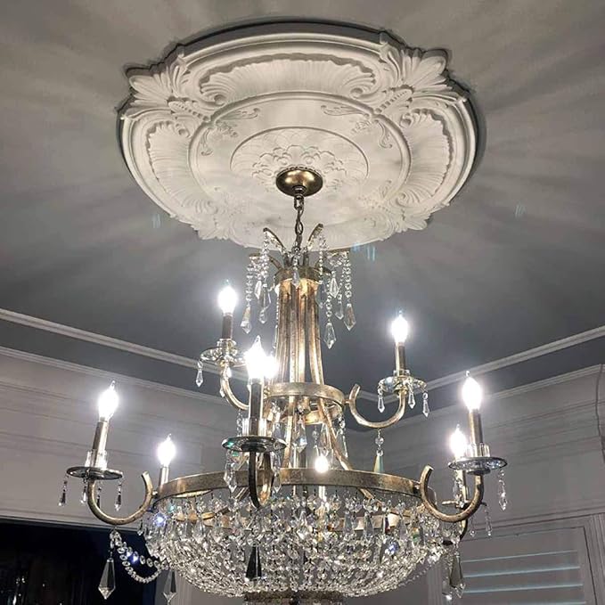 Ekena Millwork CM12BRSGS 12 1/2"OD X 3 7/8"ID X 3/4"P Bradford Ceiling Medallion Fits Canopies Up to 6 5/8", Steel Gray