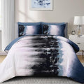 Dinjoy Ombre Blue Comforter Set Queen Size Gradient Navy Blue Black Boho Bedding Set for Teen Men Women 7 Pieces Bed in A Bag Bohemian Bed Set with Comforter, Sheets, Pillowcases & Shams