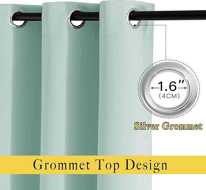NICETOWN Room Darkening 118 inch Long Curtains, Grommet Thermal Drapes Weighted Room Divider Wide Window Treatments for Living Room, W66 x L118, Aqua Blue, 2 Panels