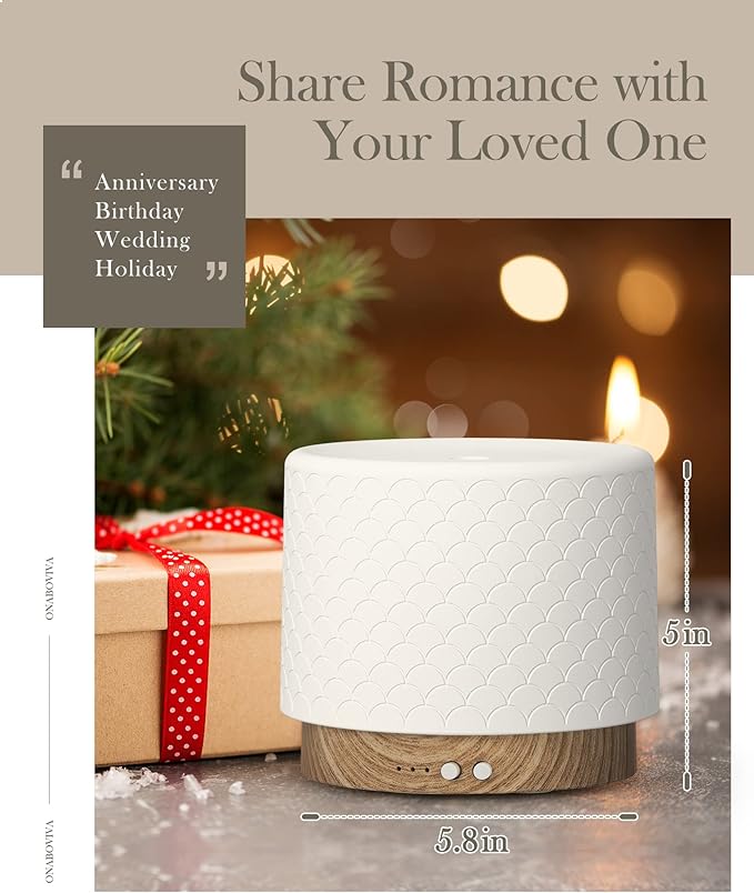 Essential Oil Diffuser, Aesthetic Ceramic Diffusers for Essential Oils,Ultrasonic 280ml Aroma Fragrance Diffuser with Cool Mist Humidifier Deffuser for Home,Office,Yoga,Bathroom