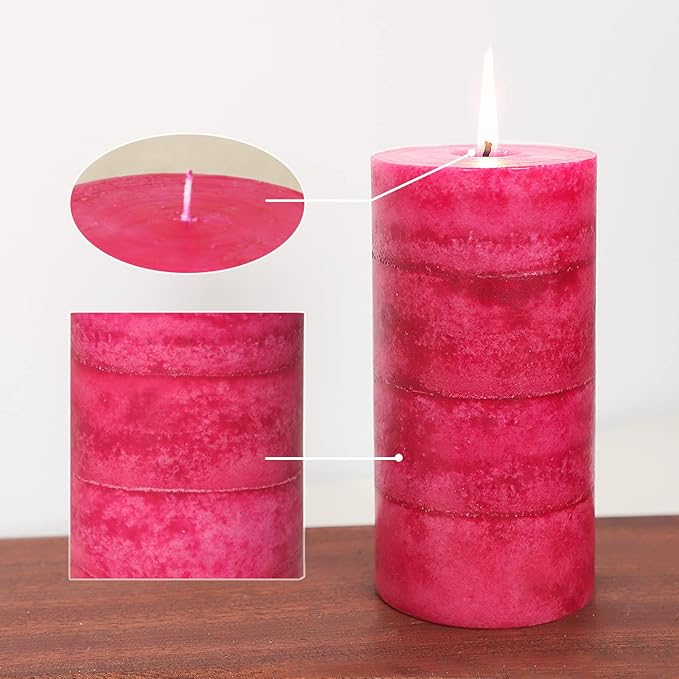 Red Scented Candles 3x6 inch Rose Scent Birthday Luxury Romantic 4 Layer Hand Poured Long Lasting Pillar Large Candles Gift Set for Home Table Dinner Wedding Christmas Decorations - 3 Pack