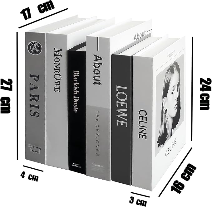 EFH 6 Pcs Faux Fashion Books for Home Decoration - Modern Aesthetic Living Room, Entryway, Coffee Table, and Shelf Decor (No.3 Set)