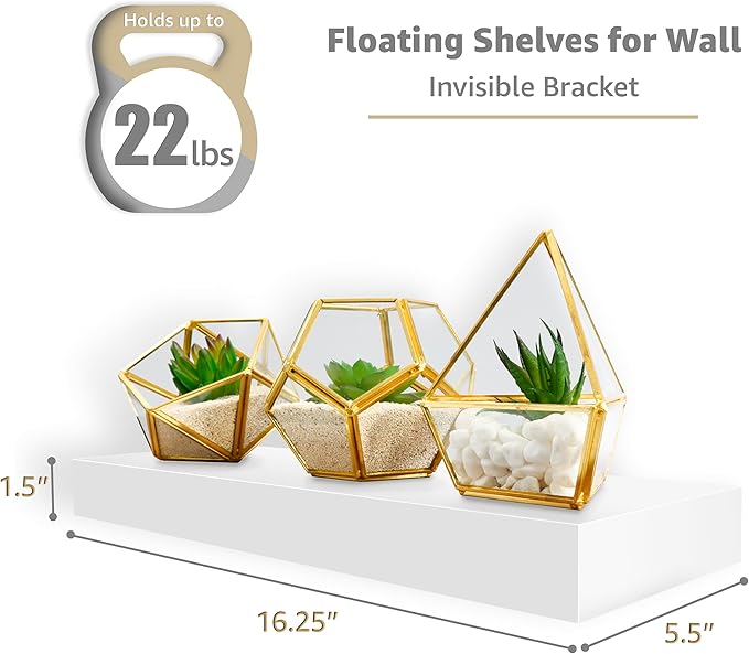 Sorbus Floating Shelves for Wall, Bathroom Shelves Wall Mounted for Kitchen, Bedroom, Living Room, Bathroom Storage, Over Toilet, Hanging Book Shelf for Wall Home Decor (4 Pack), White