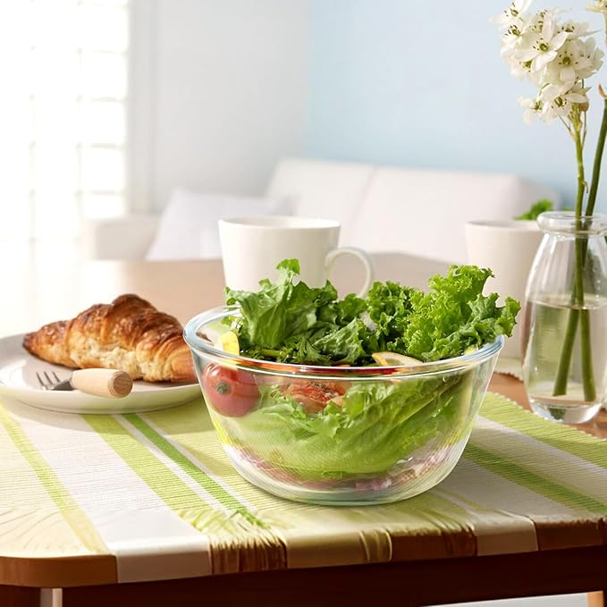 NUTRIUPS 50oz Deep Glass Mixing Bowls 7inch Glass Salad Bowl Clear Prep Bowls for Kitchen, Set of 2