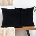 Throw Pillow Covers Decorative Velvet Set of 2 18x18 Inch Pillow Covers, Soft Black Pillowcases for Couch Sofa Bed Living Room, Farmhouse Home Boho Decor, Square Accent Cushion Covers
