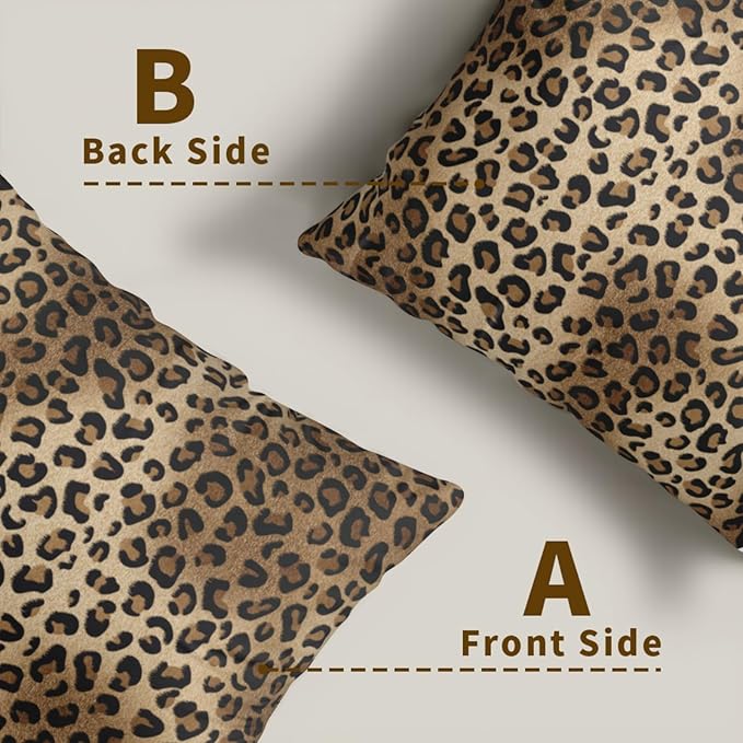 Leopard Throw Pillow Covers 20x20 - Rustic Pillowcase Set of 2 Cheetah Print Square Cushion Covers for Sofa Couch Bed