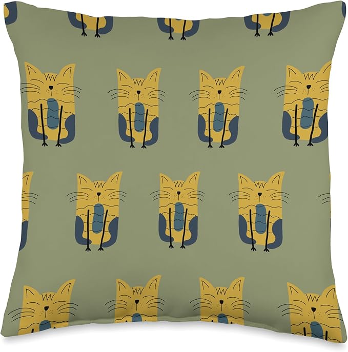 Cute Scandinavian Animals Designs Scandinavian Cat Boho Pattern Throw Pillow, 16x16, Multicolor