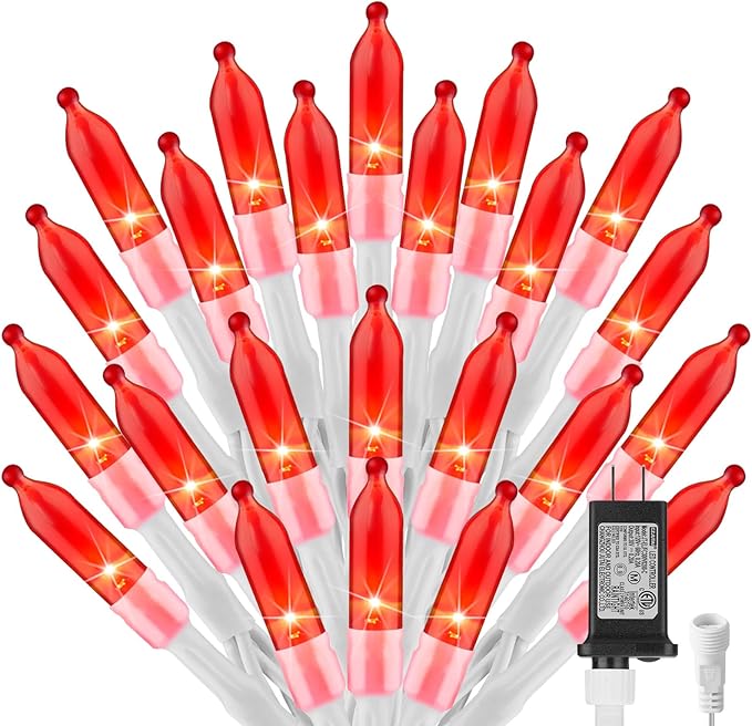 Red Christmas Mini Lights, 39Feet 100 LED Red String Lights with 8 Lighting Modes, Connectable Valentine's Lights for Indoor Outdoor Valentine's Day Garland Wreath Holiday Decoration, White Wire