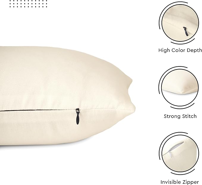 Encasa XO Throw Pillow Covers 20x20 in Set of 4 Beige Combo | No Inserts | Cotton Pillow Covers for Living Room, Bed, Sofa, Couch | Decorative Cushion Covers with Improved Zipper