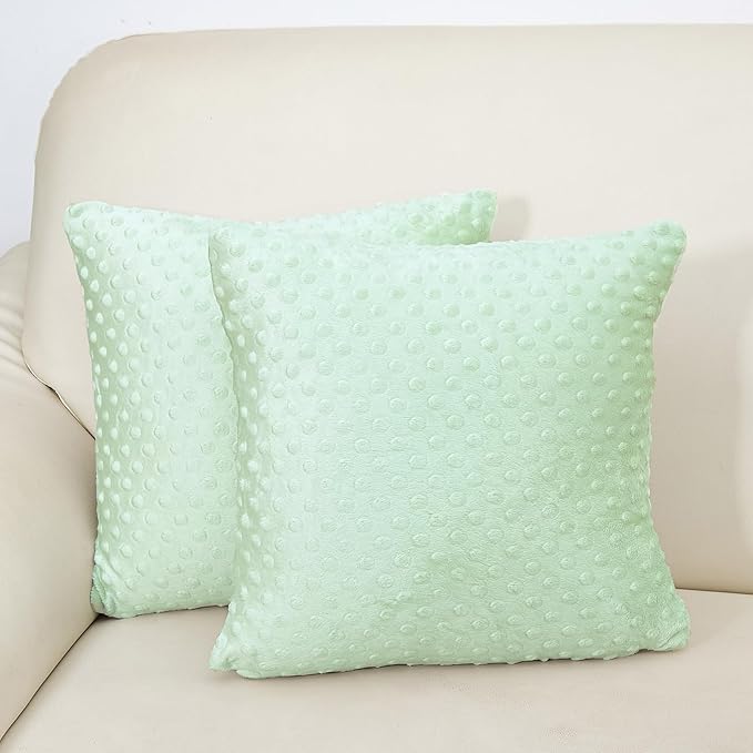 2 Packs Throw Pillow Covers, Neutral Decorative Couch Pillow Cover for Living Room Bed Sofa Rustic Farmhouse Boho Home Decor, Soft Plush Cushion Case Slipcover (Green, 16"x 16")